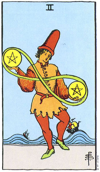 Two of Pentacles — สองเหรียญ