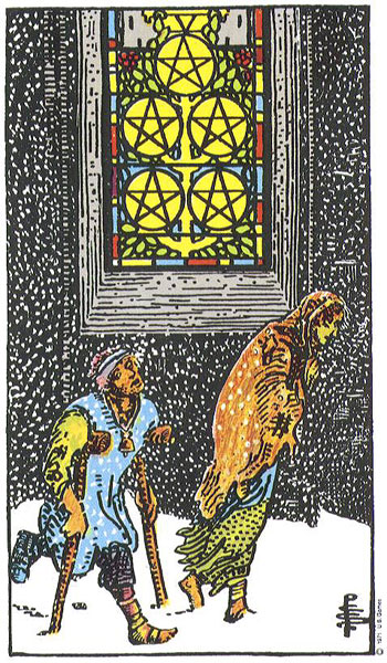 Five of Pentacles — ห้าเหรียญ