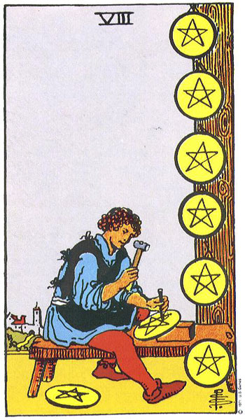 Eight of Pentacles — แปดเหรียญ