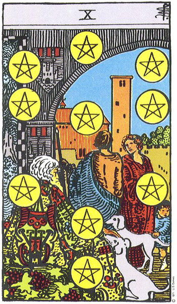 Ten of Pentacles — สิบเหรียญ