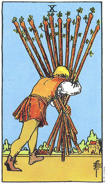 Ten of Wands — สิบไม้เท้า
